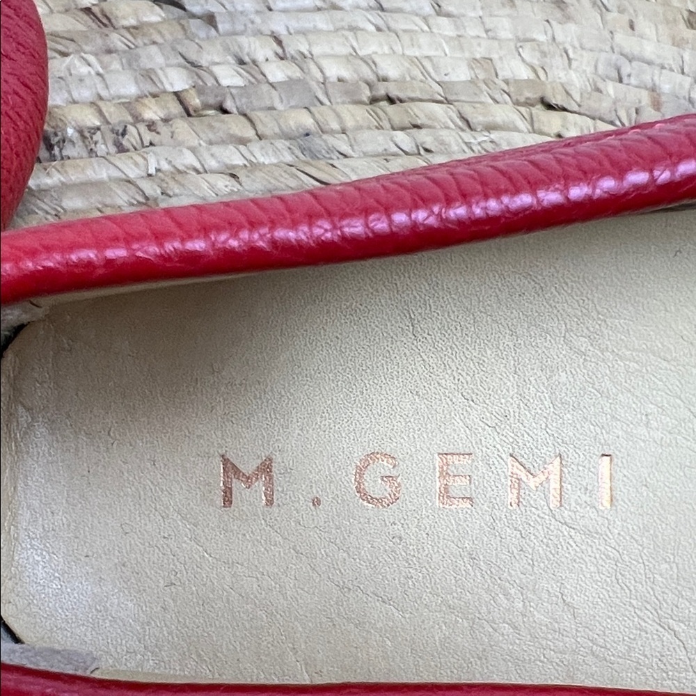 M Gemi Felize Loafers Red Matte Pebbled Leather Driving Moccasin Preppy 35.5 - Picture 11 of 12